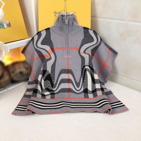 Poncho tricoté pour filles, vêtements pour bébés à carreaux multicolores, taille S M L, col haut, veste pour enfants, Nov05, nouvelle collection automne