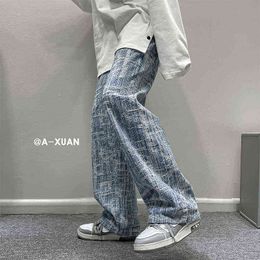 Nouveau automne coréen hommes jean Vintage Hip Hop Denim pantalon mâle pleine longueur droite lâche Streetwear à la mode Baggy Cowboy pantalon G0104