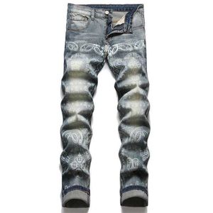 Jean Punk pour hommes, pantalon en coton imprimé, petit pantalon droit, taille moyenne, nouvelle collection automne 3325