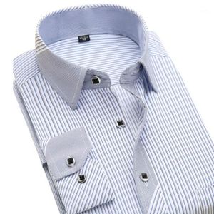 Heren Casual Shirts Herfst Gestreepte Mode Mannen Jurk Lange Mouw Merk Kleding Sociale Non-Iron Formal Business Heren Shirt1