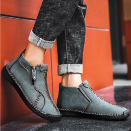 Nouveau automne chaud hommes bottes décontractées à la main décontracté bottines pour homme botte d'hiver chaussures à glissière pour hommes Hombres fabriqués en Chine chaussures confortables