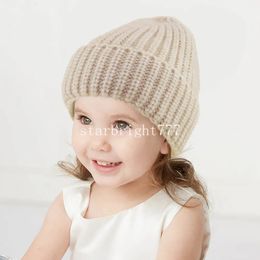 Novo outono inverno bebê crianças chapéu de malha doce cor boné crianças crânio gorros meninos meninas chapéus quentes