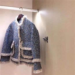Nieuwe herfst winter mode vrouwen Franse stijl retro losse palazzo tweed wollen verdikking jas casacos SML XL