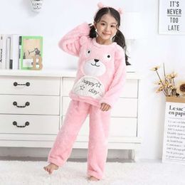 Nieuwe herfst winter flanellen pamas warme peuter slaapkleding babymeisjes kleren voor kinderkleding pluche kinderen huiskledingpak l2405