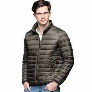 Nouveau automne hiver homme 90% duvet de canard veste ultra légère mince S-3XL printemps vestes hommes col montant manteau d'extérieur I1cm #