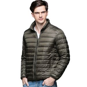 Nuevo otoño invierno hombre pato abajo chaqueta ultra ligera delgada talla grande chaquetas de primavera hombres soporte cuello abrigo abrigo 201104