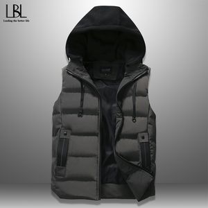 Nouveau automne hiver hommes décontracté gilet à capuche solide veste sans manches mâle épais gilet chaud poches à glissière vêtements d'extérieur S-4XL 201119