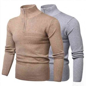 Nouveau automne hiver hommes pulls pull manches longues Chic sweat couleur unie col montant pull tricoté vêtements intérieurs L220730