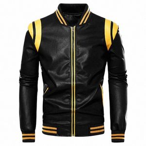 Nouveau automne hiver moto hommes veste de haute qualité marque Casual Biker veste en cuir mâle manteau polaire Pu pardessus taille américaine B9pz #