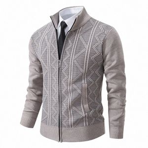 Nouveau automne / hiver épaissi col montant veste manteaux demi-col haut tricoté cardigan pull pour hommes d8Qe #