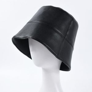 Nuevo Otoño Invierno mujeres sombreros moda señora PU cuero impermeable cubo lluvia sombrero plegable pescador gorra entera 201104238y