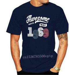 Nieuw geweldig sinds mei 1969 Vintage 50th Birthday Gift T-shirt voor mannen 50 jaar oude jubileumkleding T-shirt Crewneck Cotton T G1217