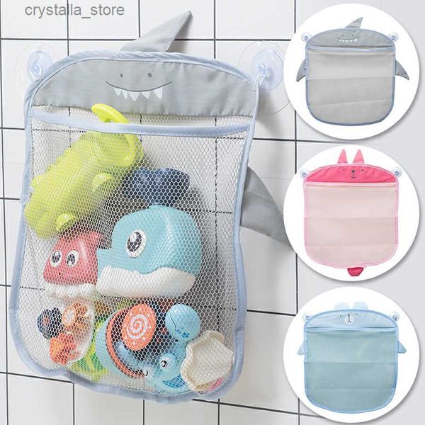 Nouveau bébé salle de bain maille sac ventouse conception pour enfants bain jouets enfant panier dessin animé animaux formes tissu sable jouets stockage filet sac L230518