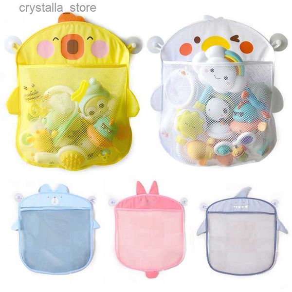 Nouveau bébé salle de bain maille sac ventouse conception pour enfants bain jouets enfant panier dessin animé animaux formes tissu sable jouets stockage filet sac