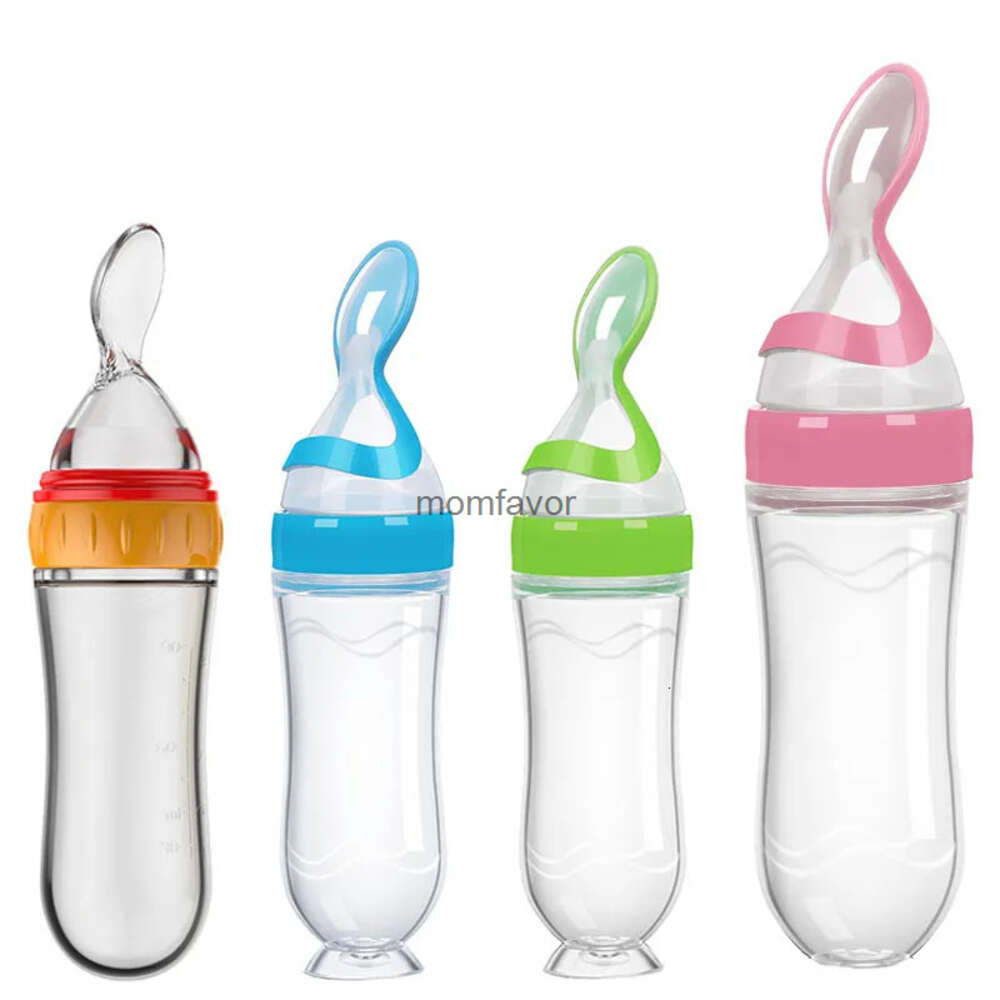 New Baby Bottles# Baby Silicone Squeezing Feeding Bottle Newborn Baby Training Spoon Infant Cereal Food Supplement Feeder Bbay Safe Tableware