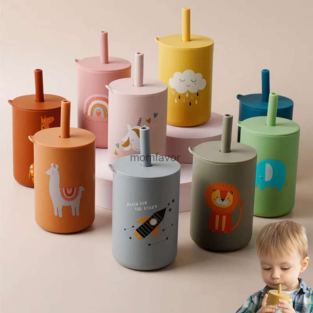 Novas mamadeiras para bebês # TYRY.HU 1 peça de copo de palha para alimentação de bebês, copo de alimentação para bebês, desenho animado, copo de alimentação de grau alimentício, garrafa de água de silicone para crianças, utensílios de mesa sem BPA