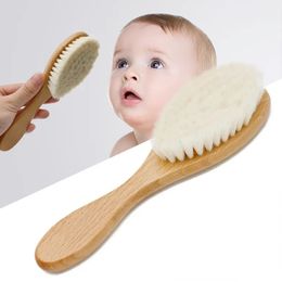 Nouveau bébé soin pur en laine naturelle bébé brosse en bois brosse brosse brosse de cheveux brossage nouveau-né brosse infantile peigne masseur