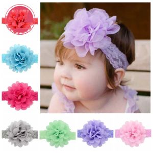 Nuevo Bebé Flor de gasa Elástico Encaje Diadema Accesorios para el cabello Banda para el cabello recién nacido Bebés Niñas Envoltura para la cabeza Diademas de moda Regalos para niños ZZ