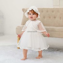 Nouveau bébé robes de baptême infantile bébé fille baptême porter bébé fille vêtements robes d'été bébé fille robe de mariée bébé L230625