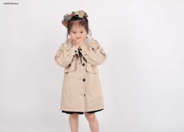 Nouveau bébé manteau kids longs veste taille 110-150 minimaliste couleur unie de couleur de couleur de schéma de créateur hiver.