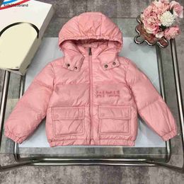 Nieuwe baby donsjack hoge kwaliteit kinderen winterkleding maat 100-160 pluche geborduurd logo decoratie kinderen overjas okt25