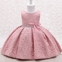 Nouveau bébé robe sans manches dentelle robe de bal pour baptême baptême enfant en bas âge filles robe de Communion