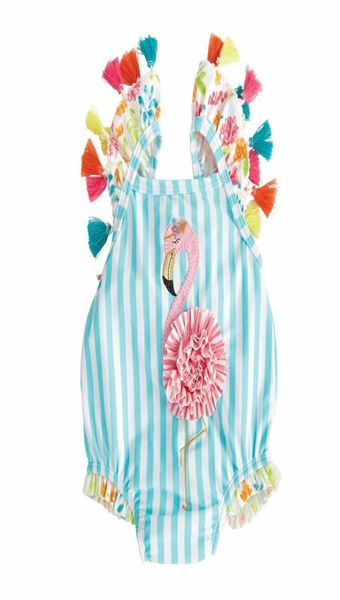 Nueva niña adorable bikini de una pieza tasel traje de baño floral traje de baño de baño de pájaros traje de baño princesa princesa