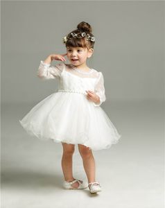 Nouveau bébé fille robe de baptême infantile filles princesse dentelle à manches longues robe de baptême enfant en bas âge bébé vêtements 8515