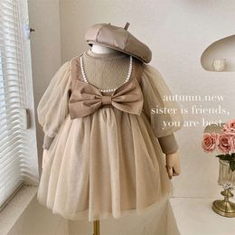 Vêtements pour bébés filles, robes de princesse avec nœud, vêtements pour enfants, manches bouffantes, robe de soirée trapèze, tenue de jupe pour enfants en bas âge, nouvelle collection printemps 2024