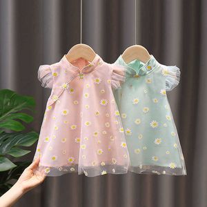 Le nuove neonate vestono l'estate in stile nazionale Little Daisy Cheongsam Dress Cute Flower Girls Clothes QZ115 Q0716