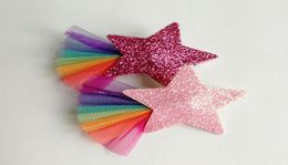 Nieuwe Baby Hair Accessories Cute Kids Haarspelden 20pcslot Baby Girls Barrettes Rainbow Gauze Kid Clips Big SizeGlitter Stars4224948