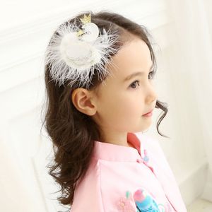 Nieuwe babyhaarclips dieren zwaan glitter vilt haarspelden 20 stks/veel schattige kinderen accessoires