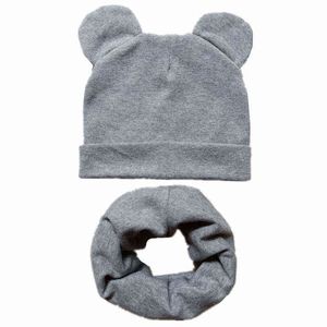 Nuevo Bebé Sombreros Bufanda Conjunto Para Niños Niñas Primavera Otoño Niños Gorros Gorros Niños Algodón Gorras Invierno Suave Cálido Lindo Orejas Sombrero Conjuntos Y21111