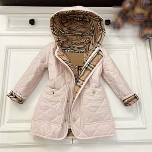 Manteau d'hiver à capuche pour bébé, veste mi-longue en coton, taille 110 à 170, doublure à carreaux, design, vêtements d'extérieur pour enfants, Dec05, nouvelle collection