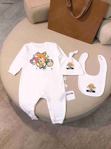 Nieuwe baby jumpsuits Patroon afdrukken pasgeboren bodysuit baby driedelig Maat 52-90 kruippakje Leuke muts en sjaal Oct25