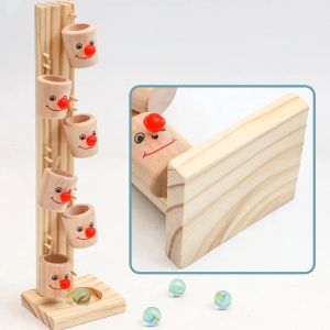 Nouveau bébé Montessori Clown Pattern Blocs en bois d'arbre Ball Ball Run Game Game Enfants Intelligence Toy éducatif Tof