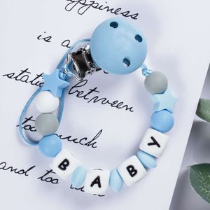 New Baby Personalized Name Handmade Pacifier Clips Holder Chain Silicone Pacifier Chains Five Star Baby Teether Teething Chain