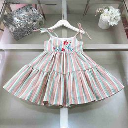 Nouvelle jupe bébé fleurs brodées robe de princesse fille robes dentelle taille 90-160 CM enfants vêtements de marque été enfant robe 24Mar