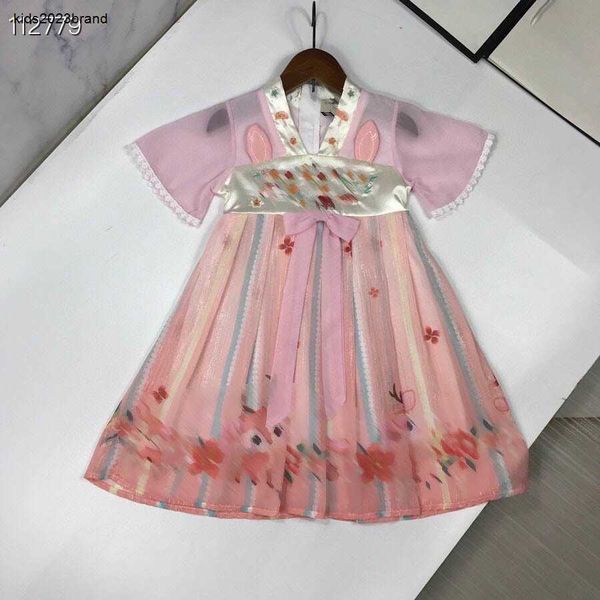 Nouvelle jupe bébé hanfu motif de cerf imprimé robe princesse taille 90-140 cm pour enfants design vêtements d'été fêgue de filles 24april