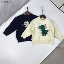 Nieuwe baby trui dinosaurus jacquard kind hoodie maat 90-150 kinderen designer kleding lange mouwen gebreide peuter trui Dec05