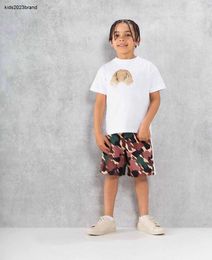Nueva camiseta de bebé para niños ropa diseñadora ropa para niños tamaño 100-150 cm muñeca oso patrón estampado niñas de manga de manga corta 24mar