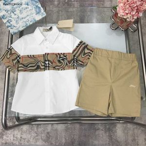 Nieuwe baby t-shirt set Checker ontwerp casual pak kind trainingspakken maat 110-160 kinderkleding jongens shirt en shorts 24Feb20