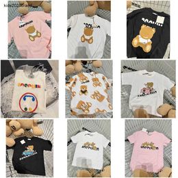 Nouveau bébé t-shirt Summer Doll Bear Pattern Imprimez les filles à manches courtes taille 90-130 cm pour enfants design vêtements garçons t-shirt