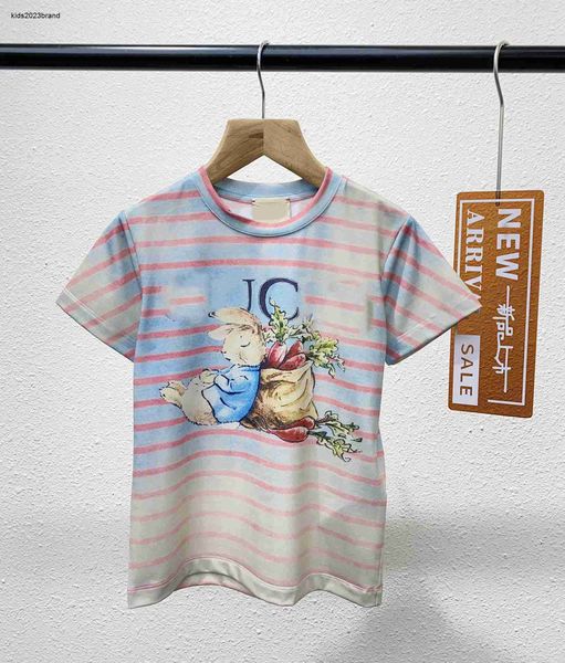 Nouveau bébé T-shirts dessin animé lapin modèle enfants vêtements taille 100-150 Stripe design garçons été à manches courtes fille coton t-shirts Jan20