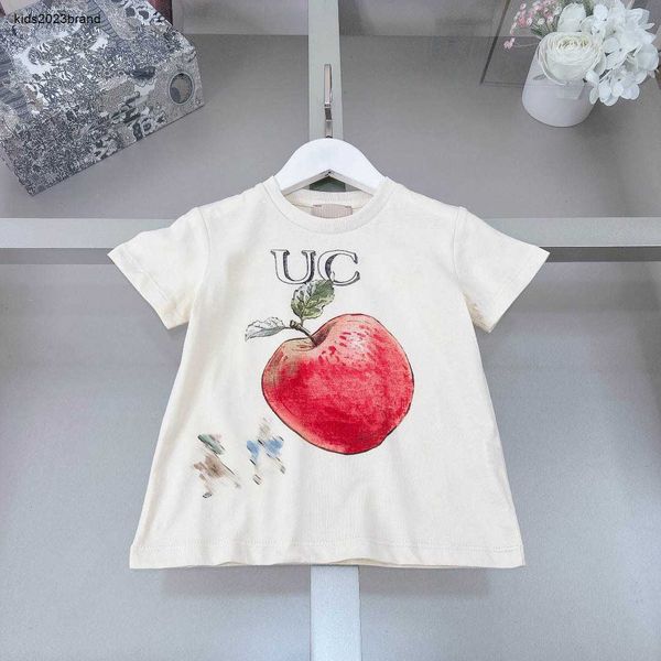 Nuevas camisetas para bebés Patrón de manzana roja Algodón niñas niños Manga corta Tamaño 90-160 CM Diseñador Ropa para niños Camisetas para niños de verano 24 de febrero de 2020