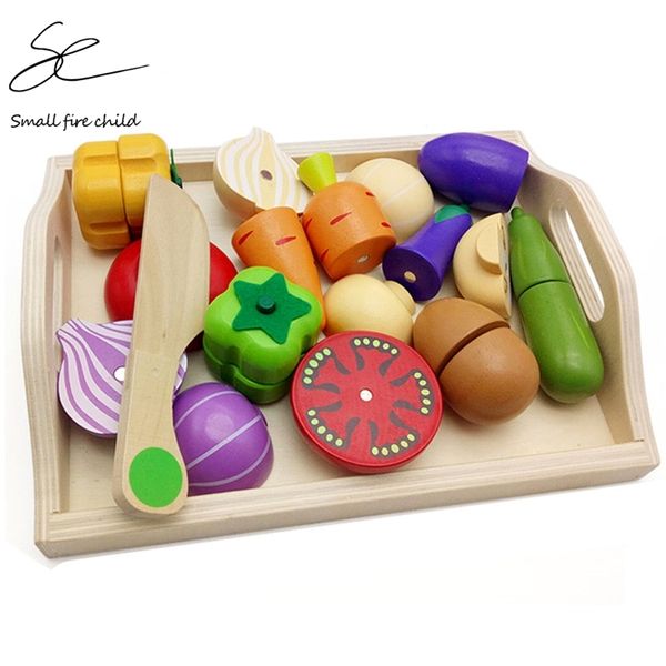 NOUVEAU Bébé Jouets Éducatifs De Coupe Set Fruits / Légumes / Dessert Jouets En Bois Jouer Cuisine Cuisine Enfants Jouer Maison Cadeau D'anniversaire LJ201007