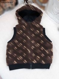 Nouveau bébé gilet fleur logo imprimé manteau à capuche enfant taille 100-150 enfants vêtements de marque Teddy velours fille garçon veste Dec05