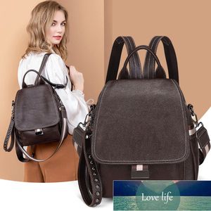 Nouveau sac à dos de style coréen tout match en cuir véritable sac pour femme en cuir de vachette antivol flip sac de voyage en cuir souple