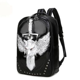 Nieuwe rugzak gepersonaliseerde straat cool rock mannen grimas patroon luipaard saber wulf patroon tassen grappige schoudertas pack