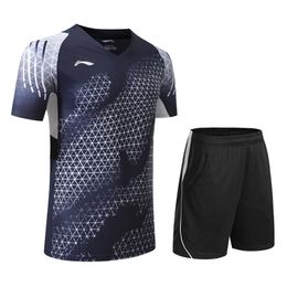 Nieuwe badminton pak heren en dames korte mouwen shorts ademende volleyball t-shirt tennis shirt tafeltennis T-shirt